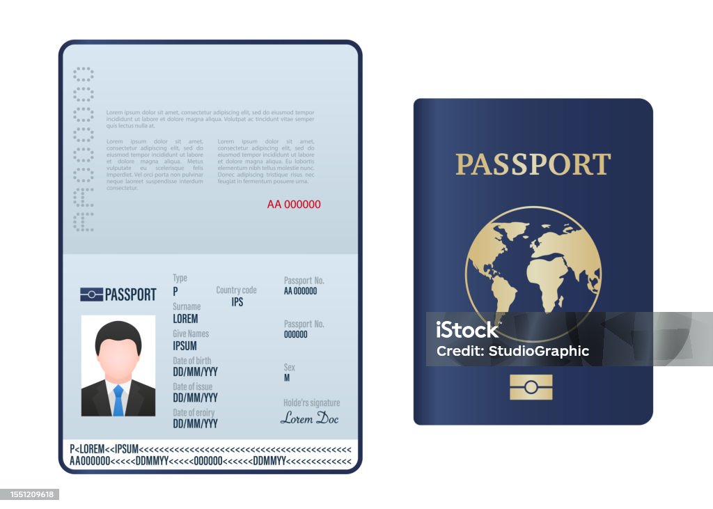 Passport Photo Sample Vector Blank Open Passport Template Foreign Passport With A Sample Of Personal ...