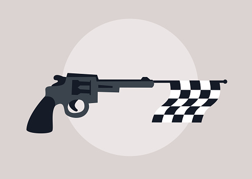 a toy flag gun used to mark a sport race start and finish