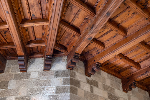 The Intricate Wooden Ceiling in the Interior of The Palace of the Grand Master of the Knights of Rhodes Greece