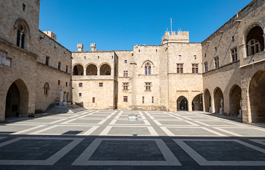 Interior of The Palace of the Grand Master of the Knights of Rhodes Greece on a Sunny Morning