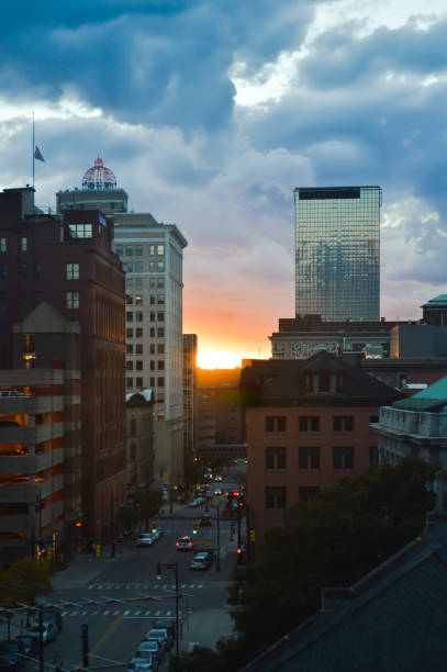 A View of Sunset over Downtown Grand Rapids
