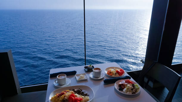istock Dining Room Buffet aboard the abstract luxury cruise ship. 1551246355