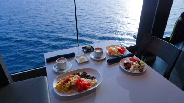 istock Dining Room Buffet aboard the abstract luxury cruise ship. 1551246452