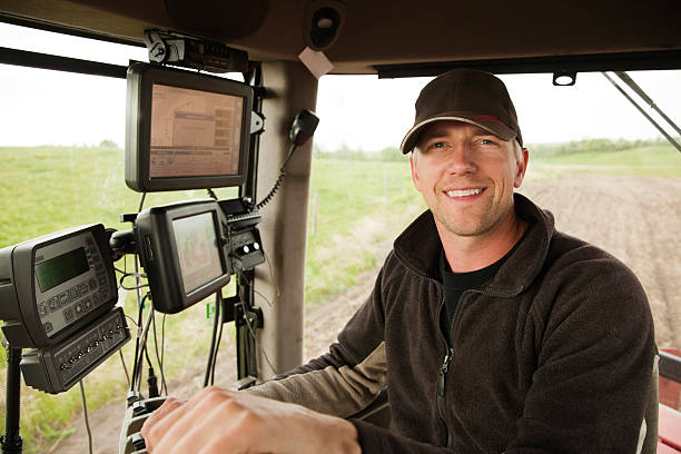 Demonstrating Hi-Tech Farming equipment stock photo