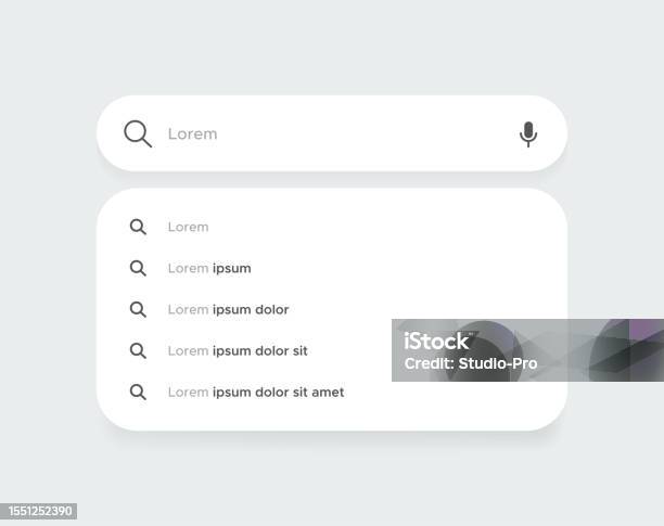 Search Dialog Ui Search Bar For Ui Ux With Suggestions Design Vector Template Search ...