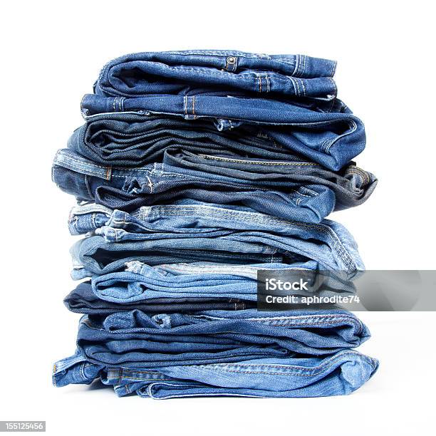 Stack Of Denim Stock Photo - Download Image Now - Jeans, Stack, Stacking