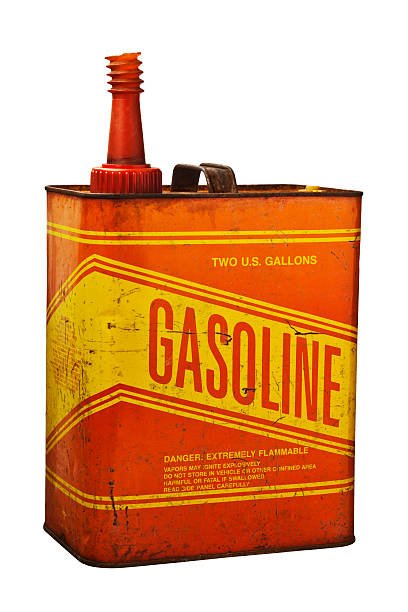 Old Rusty Grungy Metal Gasoline Can stock photo