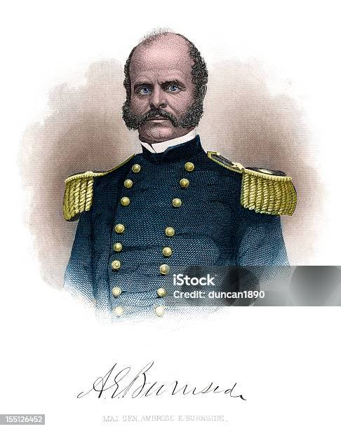 Major General Ambrose Burnside Stock Illustration - Download Image Now - General - Military Rank, Mustache, Portrait