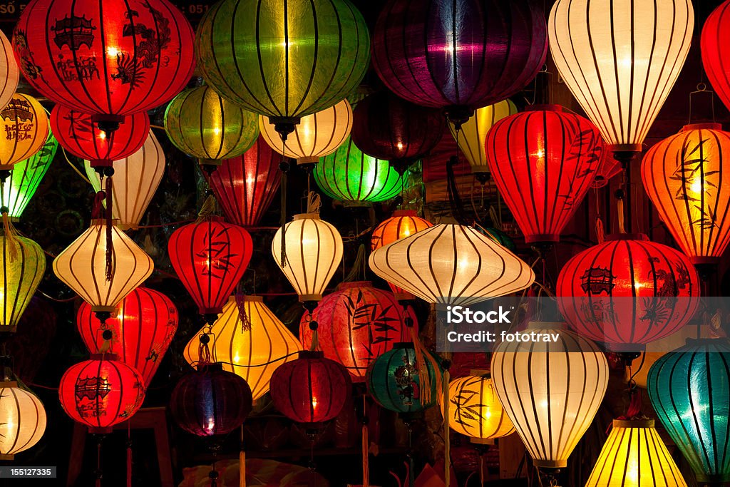 Seda lanterns de Hoi uma cidade, Vietname - Royalty-free Lanterna Foto de stock