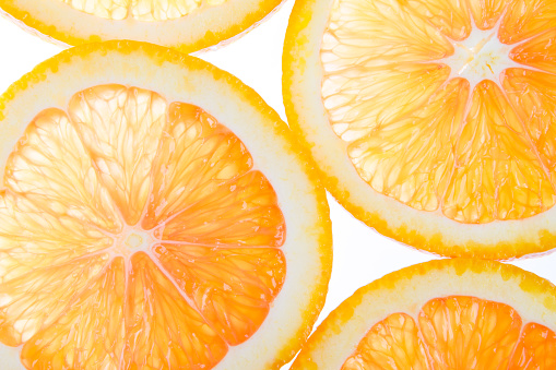 Orange Slices Macro Isolated on White
