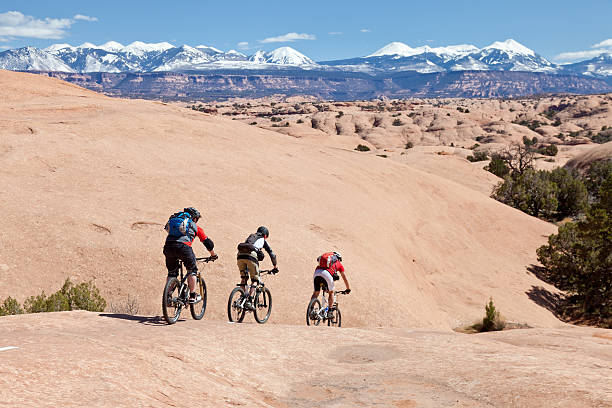 Rolling into the well, Utah  slickrock trail stock pictures, royalty-free photos & images