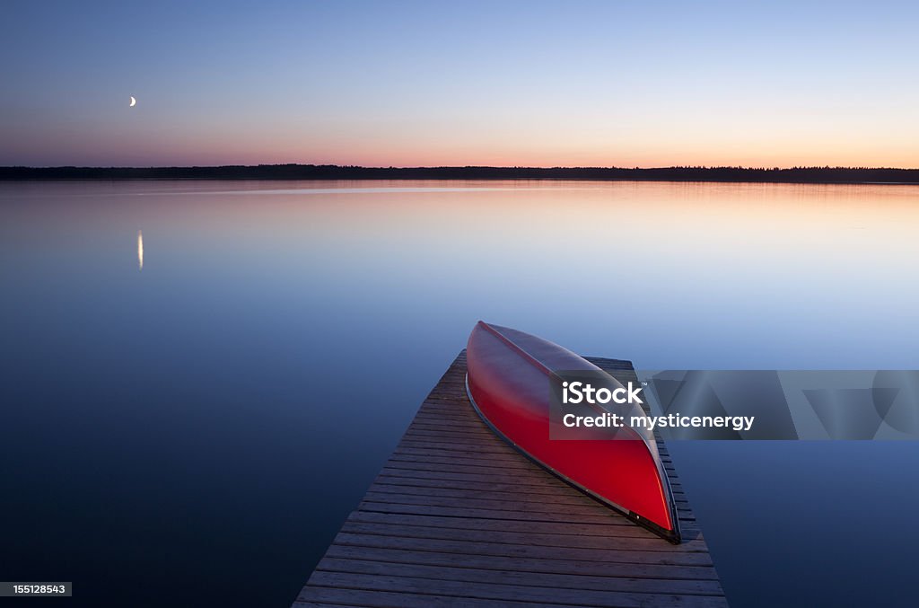 Red Canoe  Manitoba Stock Photo