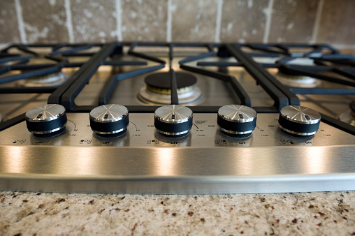 Gas stove in the kitchen.