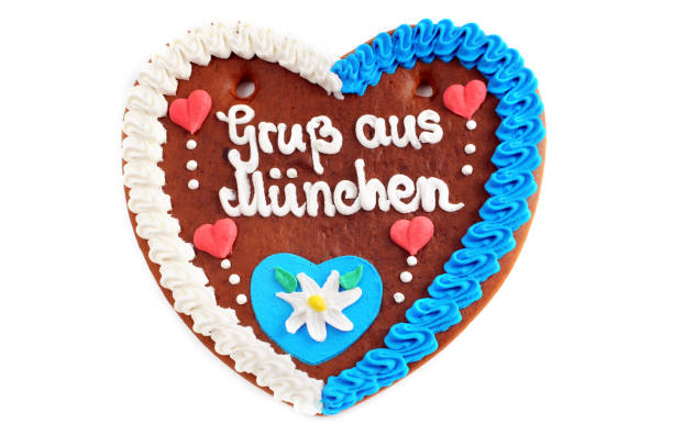 istock Greetings from Munich Beer Fest Gingerbread Cookie in heart shape 155130319