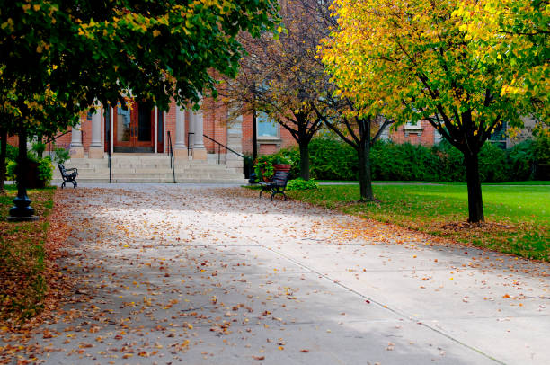 istock Sidewalk on an Autumn day 155130808