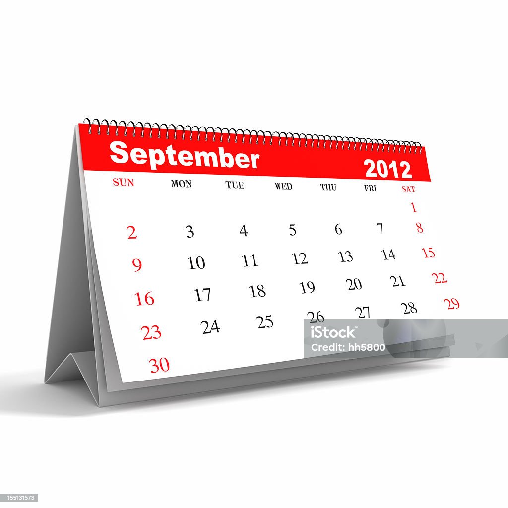 Calendário série de setembro de 2012 - Foto de stock de Calendário royalty-free