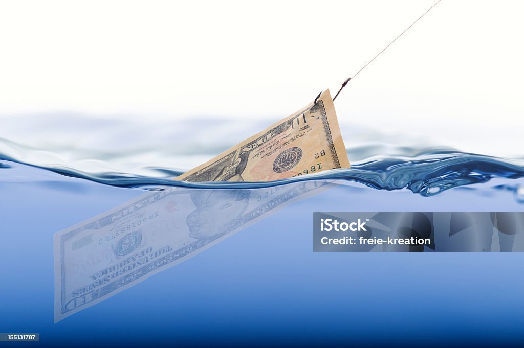 Pesca de dinheiro - Foto de stock de Anzol de pesca royalty-free