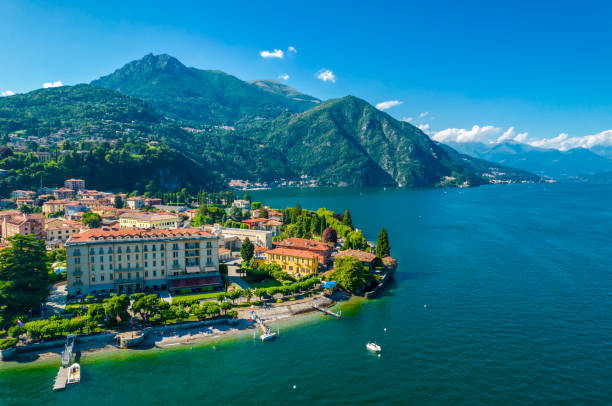 istock Menaggio, Como Lake. Aerial panoramic of town surrounded by mountains 1551321626