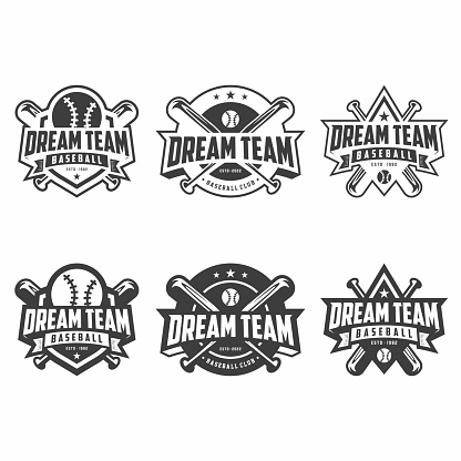 Set of Baseball emblems, icon, badges, labels and design elements. Graphic arts. Vector illustration