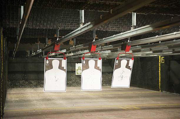 indoor shooting range stock photo