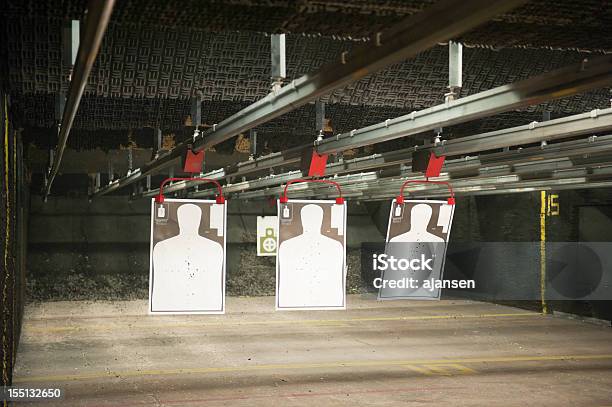 Indoor Shooting Range Stock Photo - Download Image Now - Target Shooting, Gun, Sports Target