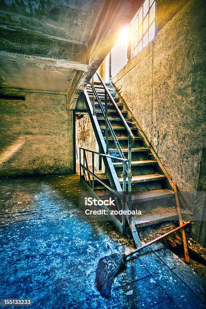 Abandoned Factory And Staircase Hdr Stock Photo - Download Image Now - Architecture, Bad Condition, Brightly Lit