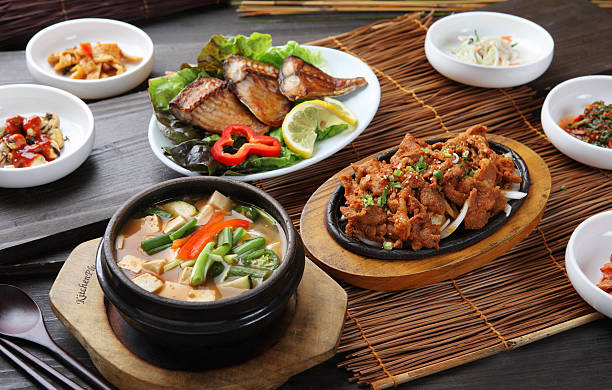 Pork bulgogi & Bean Paste Soup  banchan stock pictures, royalty-free photos & images