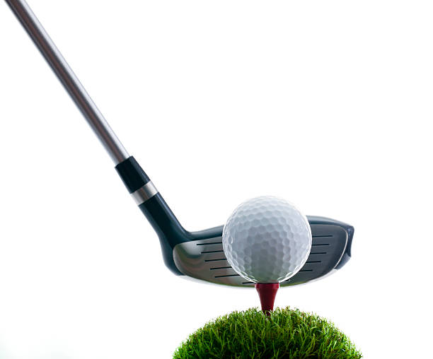 골프클럽, 볼, 티 on 잔디 - golf club golf ball golf ball 뉴스 사진 이미지