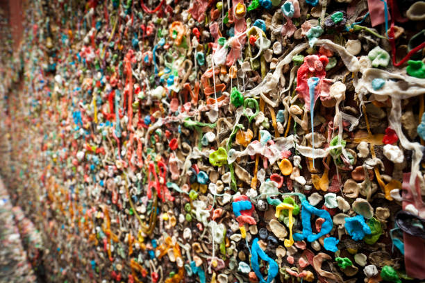 istock Wall Full of Used Chewing Gum 155134838