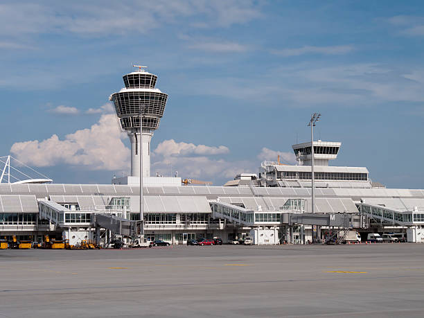 istock Munich Airport tower and gates, Germany 155135193