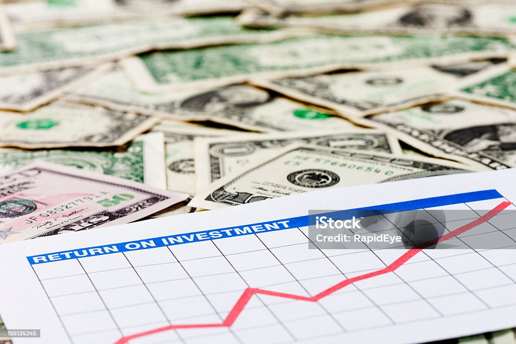 Optimista, Crescendo retorno sobre o investimento-Gráfico em dólares americanos - Royalty-free Chegada Foto de stock