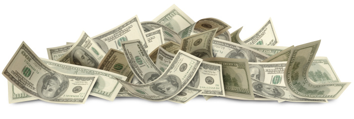 US One Hundred dollar Bills, isolated on white. Clipping Path included. First of three part series.