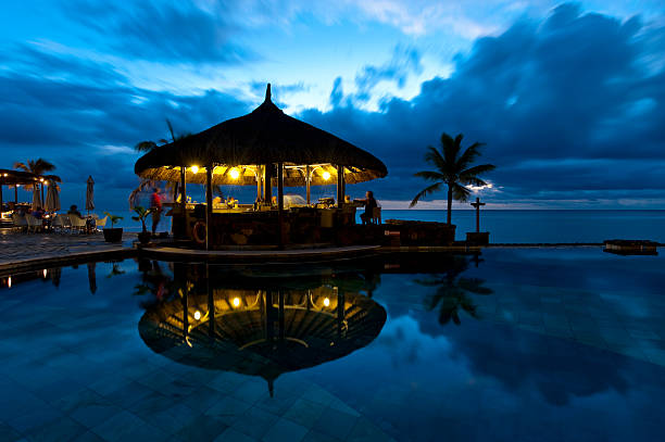 swimming pool at night time. High quality photo