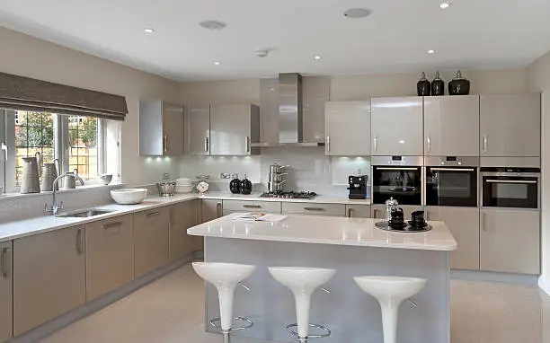 Photo of bright grey kitchen