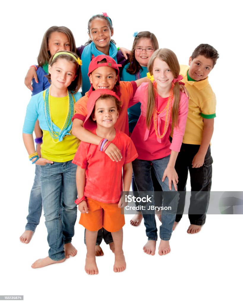 Diversity: Group of Children Standing Together Colorful Full Length  Child Stock Photo