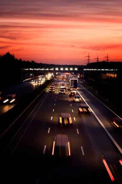 istock German autobahn at dusk, long exposure 155136548