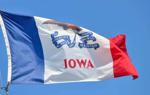 Iowa Flag Horizontal image of the flag of the state of Iowa. (XL) iowa flag stock pictures, royalty-free photos & images