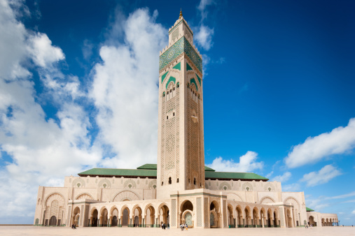 Casablanca mosque, city architecture, Morocco