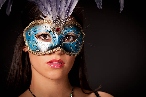 istock Beautiful young woman with mask . 155136959