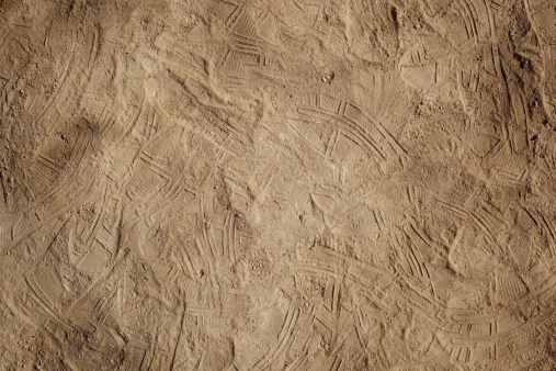 Natural texture background of dirt with footprints