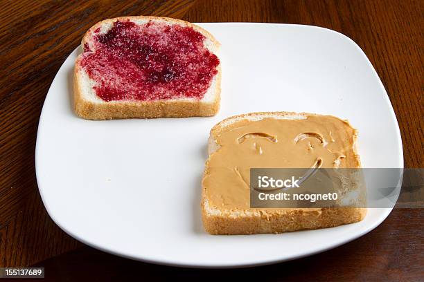 Happy Sandwich Stock Photo - Download Image Now - Peanut Butter And Jelly Sandwich, Cream - Dairy Product, Peanut - Food