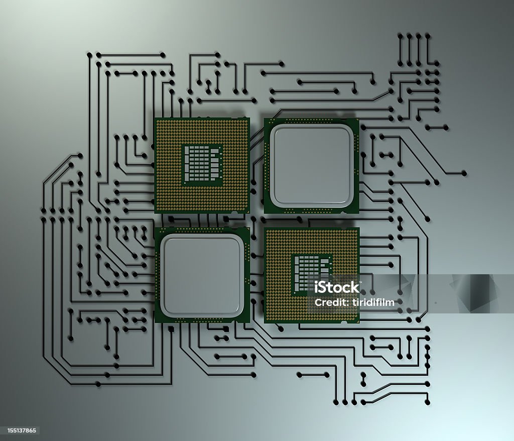 쿼드 코어 CPU - 로열티 프리 3차원 형태 스톡 사진