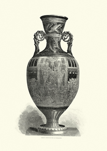 Vintage illustration Marc-Louis Solon's Chef-D'Oeuvre, Vase, Victorian porcelain art