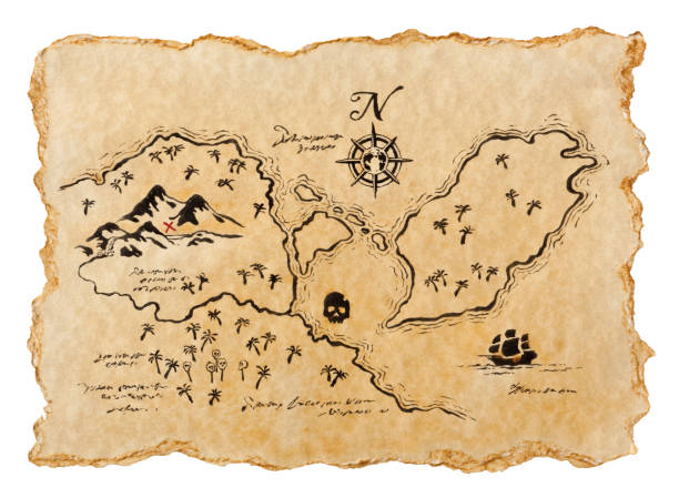 istock Pirate Map to Buried Treasure, Isolated on White. Horizontal. 155138630
