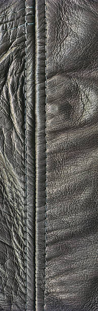 istock Hi-Res Antique Black Veal Nappa Leather Patchwork Wrinkled Grunge Texture 155138890