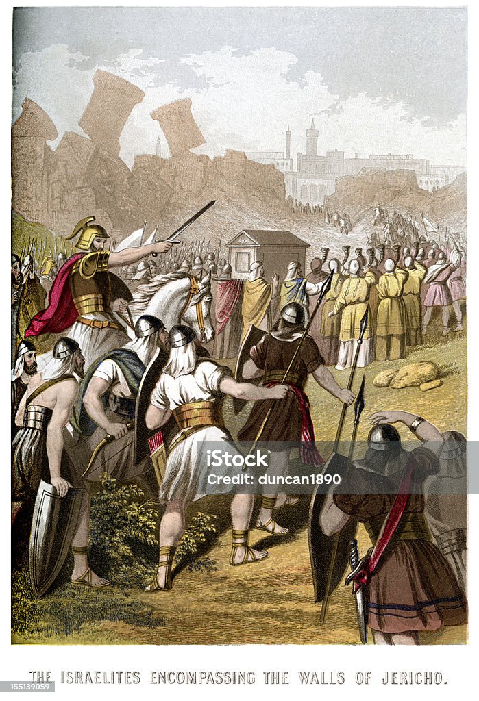 Israelites Atakując Walls of Jericho - Zbiór ilustracji royalty-free (Jerycho)