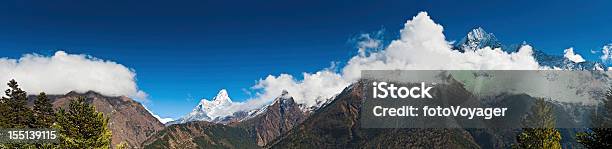 Khumbu Valley Vista Himalaya High Altitude Peaks Panorama Nepal Stock Photo - Download Image Now