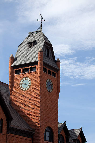 istock Pueblo's Union Train Station Clock Tower Colorado copy space vertical 155139206