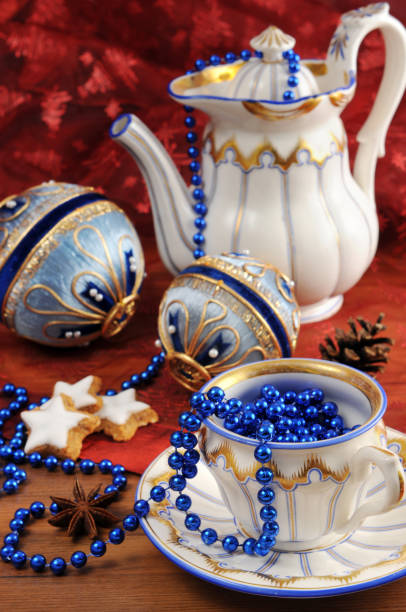 istock Biedermeier porcelain with old Christmas ornaments 155139363