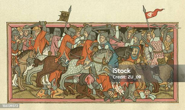 Battle Of Mühldorf Am 28 September 1322 Stock Vektor Art und mehr Bilder von Mittelalterlich - Mittelalterlich, Ritter, Illustration